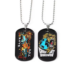 Personalized Custom Logo 2D/3D Metal Mens Dogtag Necklace Pendant Engraved Dog ID Name Tags Enamel Dog Tag Necklace
