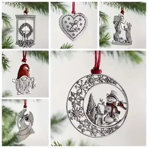 Wholesale Custom Metal Christmas Tree Hanging Decorations Metal Enamel Hanging Charm With Ribbon Ornament For Christmas